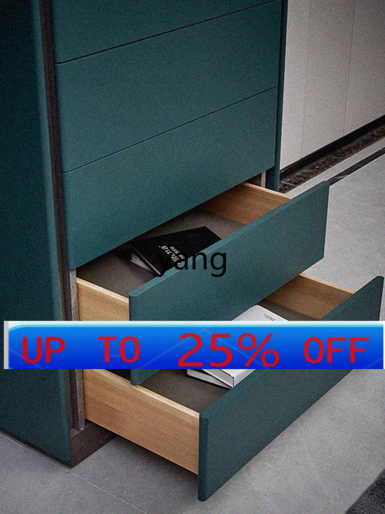 

LMM Modern Light Luxury Solid Wood Minimalist Chest of Drawer Storage Bedroom Storage TV Cabinet Gray