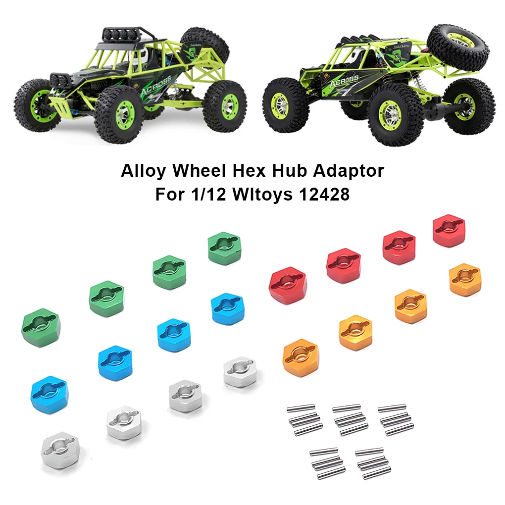 Adaptateur hexagonal de moyeu de roue en alliage d'aluminium, pièces améliorées pour voiture RC Wltoys 12428 12423 FY03 1/12, 12mm, 4 pièces