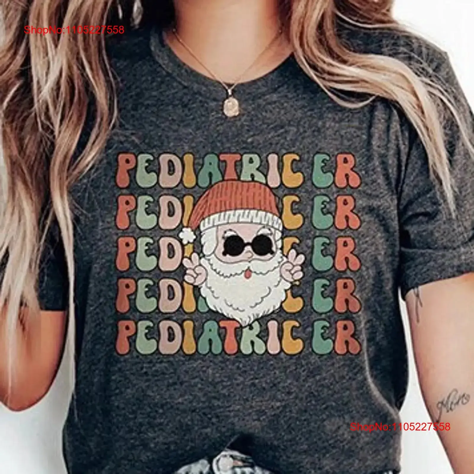 Retro Pediatric ER Christmas T Shirt Peds Emergency Room Department ED Nurse Rn Tech Holiday Santa vintage Washed homme Casual