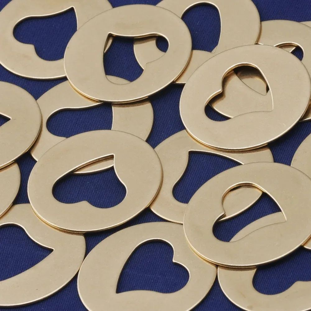 

20pcs Brass Round Washers heart shaped hole FANTASTIC SHINE,Stamping Blank,tibetara®,1 1/4"（32mm) 18 Gauges-10126050