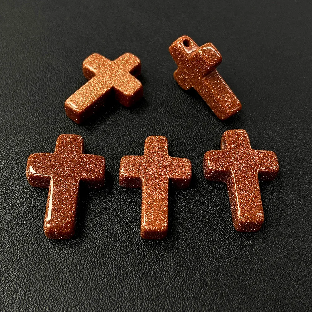 Natural Stone Cross Loose Beads 18*26mm Colorful Gem Cross Beads Charm For Jewelry DIY Bracelet Necklace Ornaments Wholesale