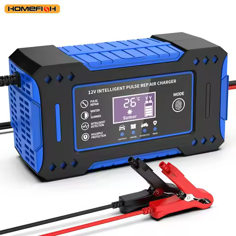 6A 12V Battery Repair LCD Display Intelligent Car Battery Charger Car and Motorcycle Battery Charging Unit Lead-Acid