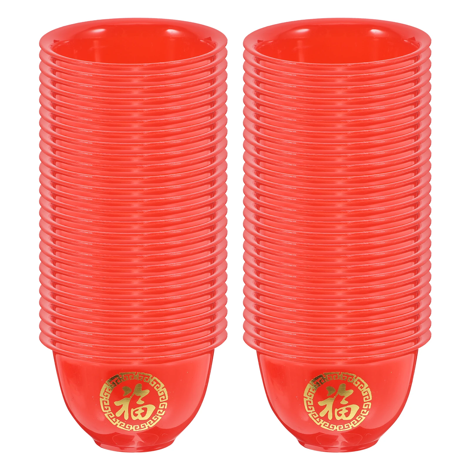 

50pcs Retro Red Wedding Cups Small Vintage Goblets for Chinese Ceremony Bridal Party Home Banquet Decorations