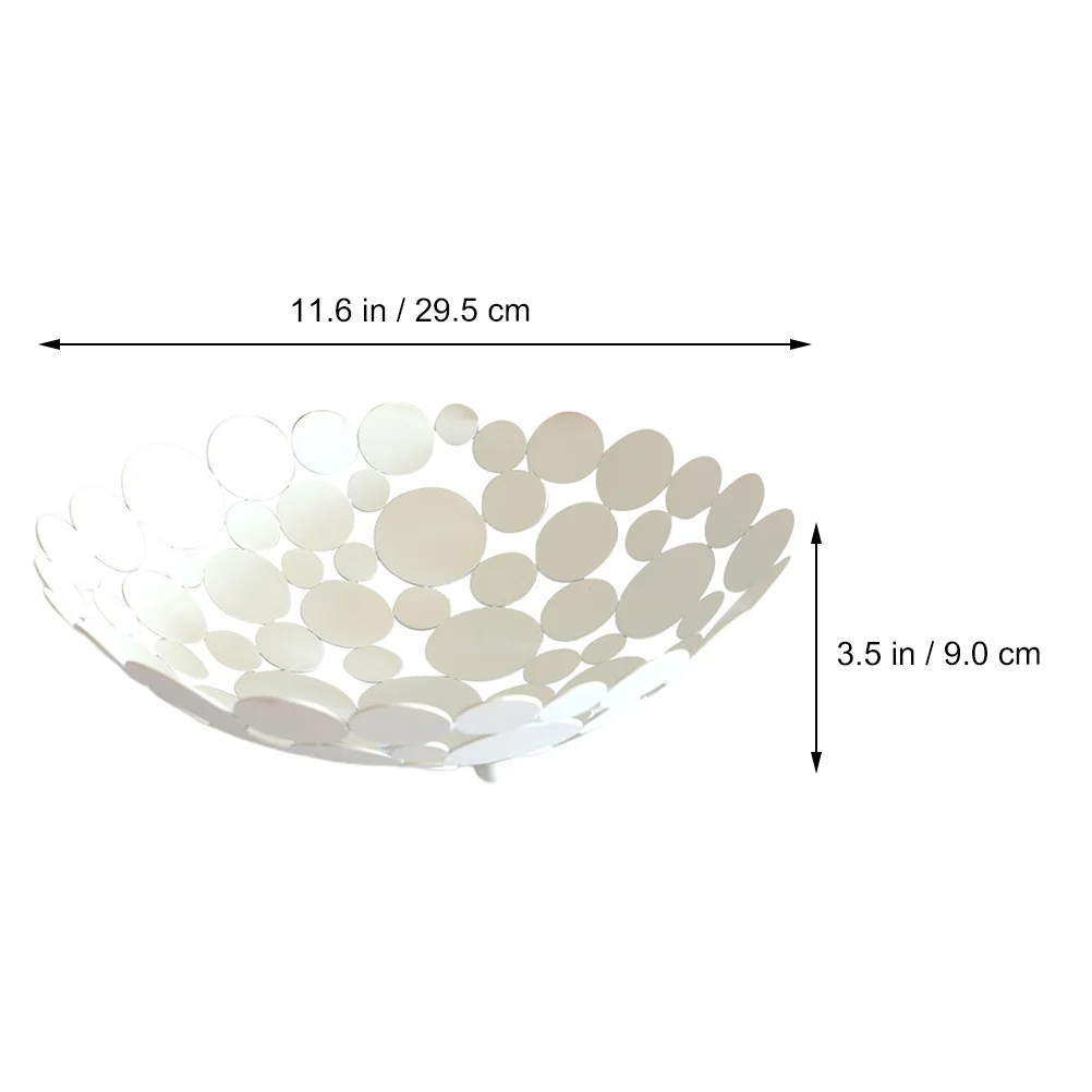 

Iron Fruit Plate Basket Holders Countertop Snack Metal Bowl Creative Wire Round Hollow Round Wrought Iron Tray Stylish Home