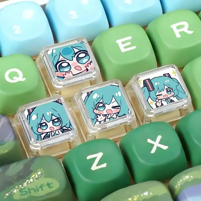 Hatsune Miku Personality-Tastatur-Tastenkappe, transparenter Ersatz für einen einzelnen mechanischen, hintergrundbeleuchteten Computer
