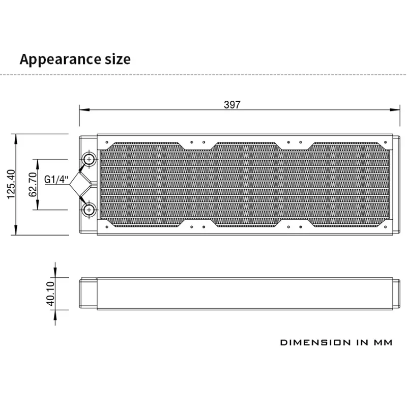 Barrow Copper Radiator 120 240 360 480MM Heatsink G1/4 Thread 40mm Thickness 120mm Fan For Water Cooling kit DIY Case Dabel-40a