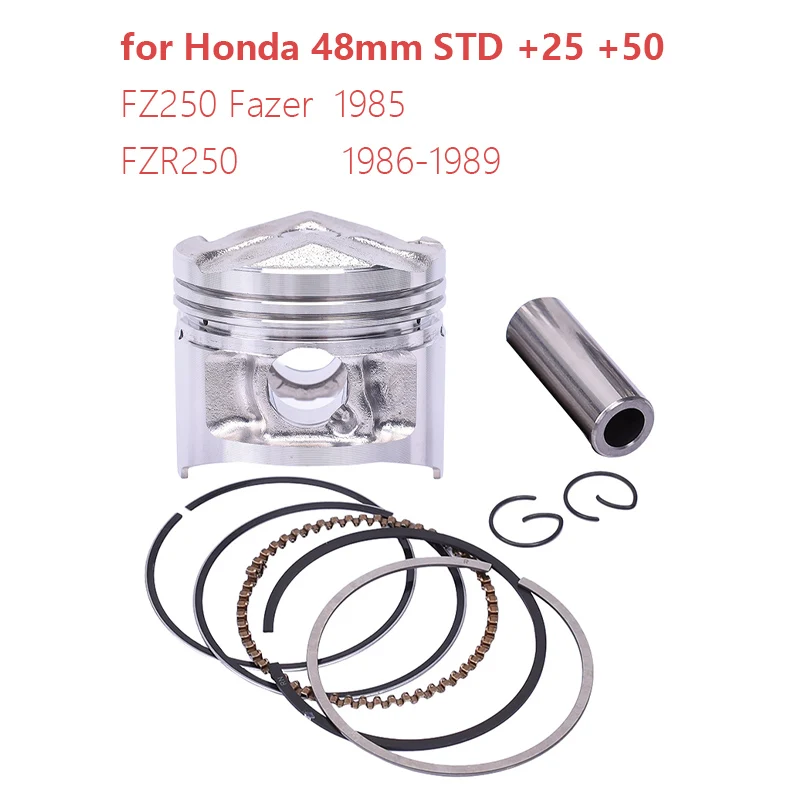 Kit de Anéis de Pistão STD +25 +50 de 48mm para YAMAHA FZ250 Fazer FZ 250 1985 FZR250 FZR 250 1986 1987 1988 1989 1HX-11631-00 Motor de Moto