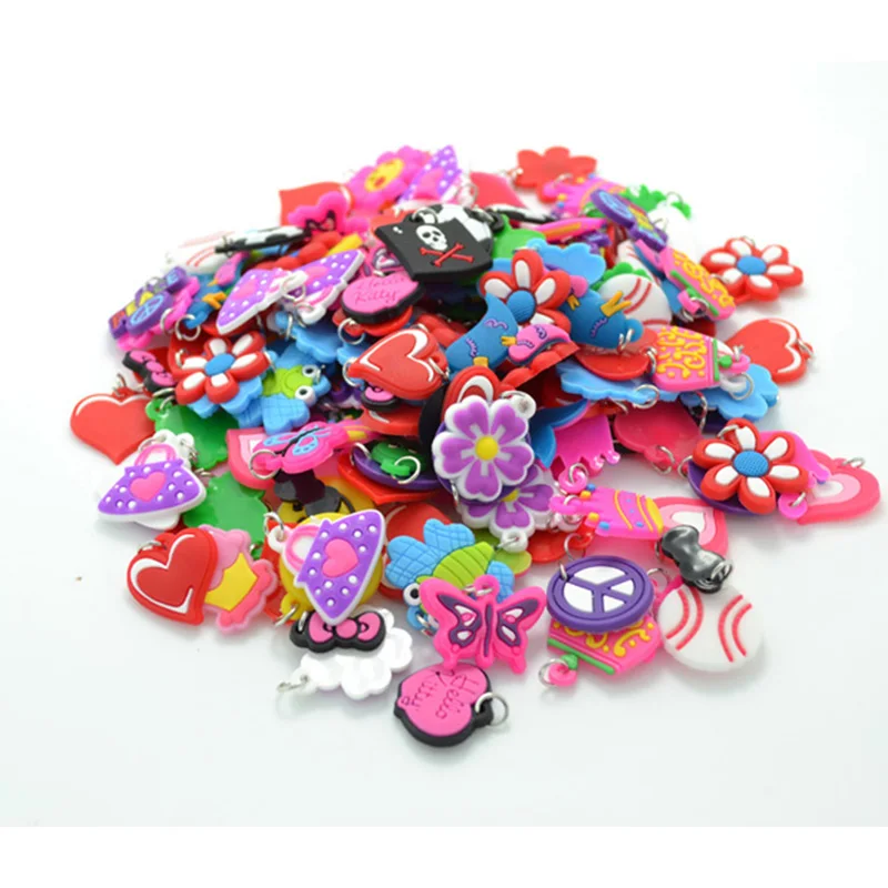 36PCS DIY Colorful Loom Rubber Bands Bracelets Jewelry Making Accessories for Kids Girls Charms Pendant Animal Flower Beads Toy