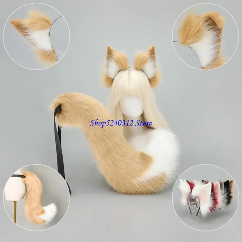 634C Plush Foxes Wolf Ears Fanda da cabeça FOXES TAIL PARA HALLOWEEN Cosplay Fancy Party