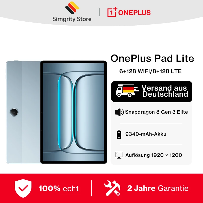?OnePlus? Version mondiale OnePlus Pad Lite tablette 11 pouces 90Hz LCD affichage de soins oculaires G100 9340mAh batterie OxygenOS 15.0.1