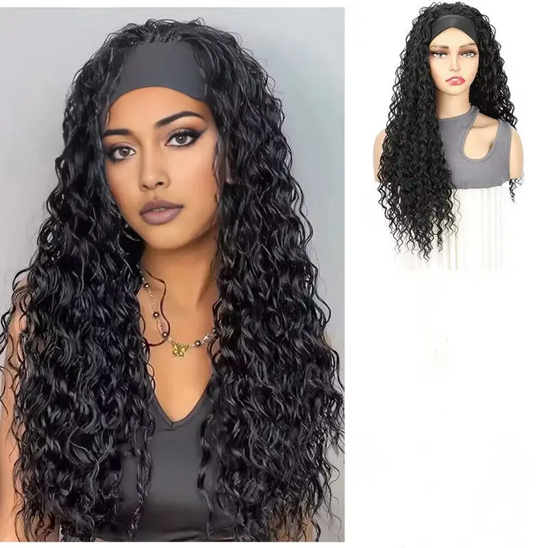 

Новый хит продаж: 24-дюймовый европейский и американский парик с чёрными мелкими локонами, популярный, с сеткой-основой, цельный парик-накладка.