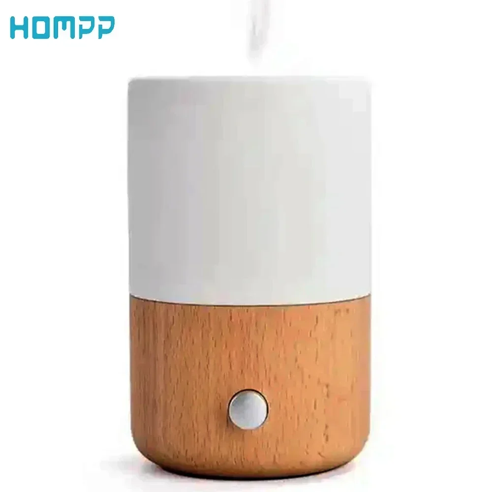 Waterless Nebulizing Essential Oil Diffuser 30ml Aroma OAK Wood Handmade Ceramic Meditation Ambient Warm Light Scent Fragrance