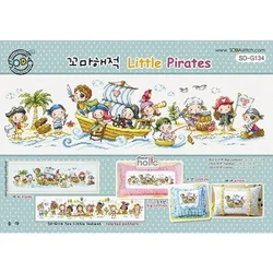 Amishop Gold Collection Popularny zestaw do haftu krzyżykowego Little Pirates Statek piracki Naczynie SO G134