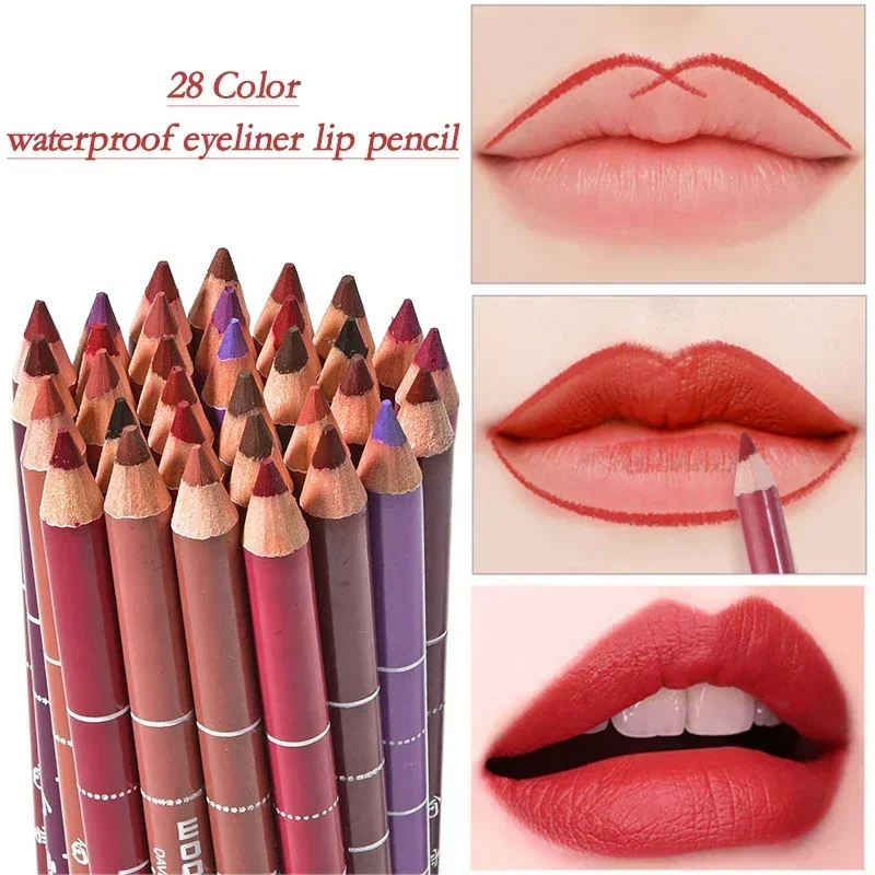 28Color New Professional Wood Lip liner Waterproof Lady Charming Lip Liner Soft Pencil Makeup Women's Long Lasting Cosmetic Tool