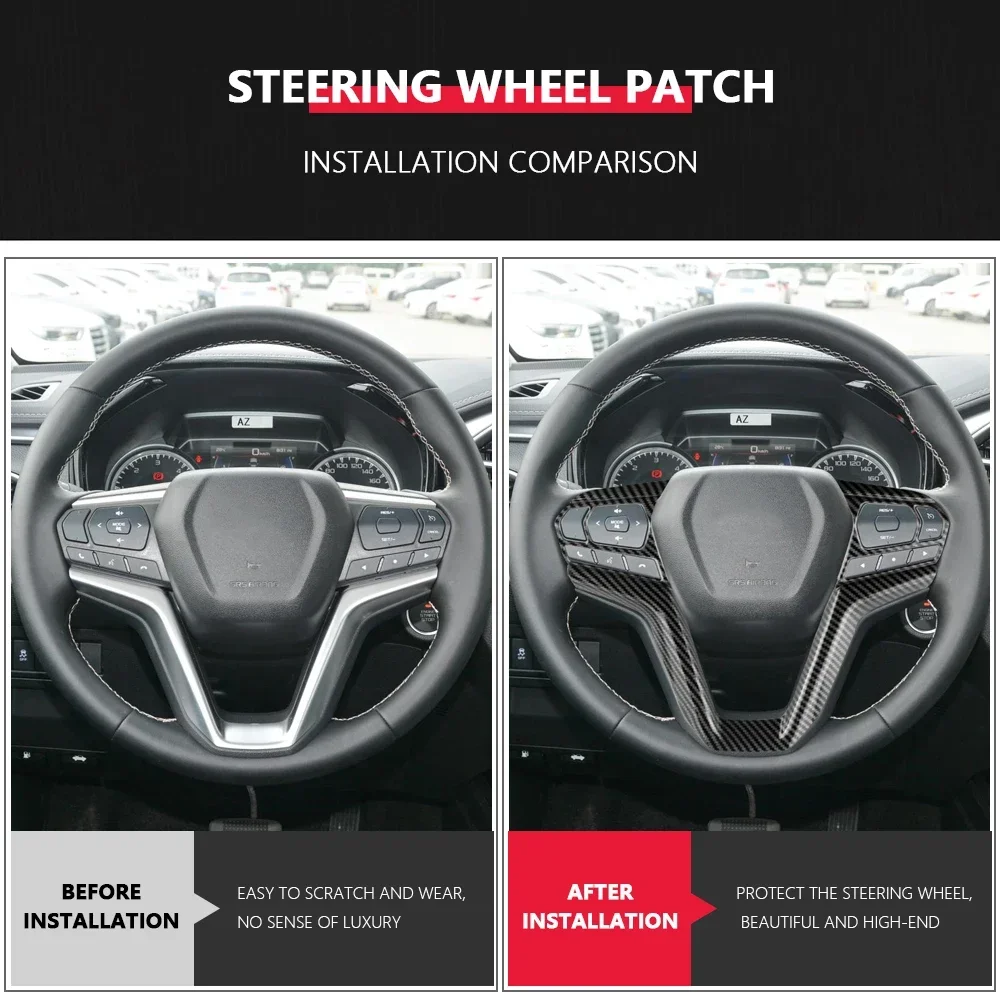 Carbon Fiber Steering Wheel Panel Cover Trim for Isuzu D-Max Dmax 2021 2022 2023 2024 Car Sticker Accessories