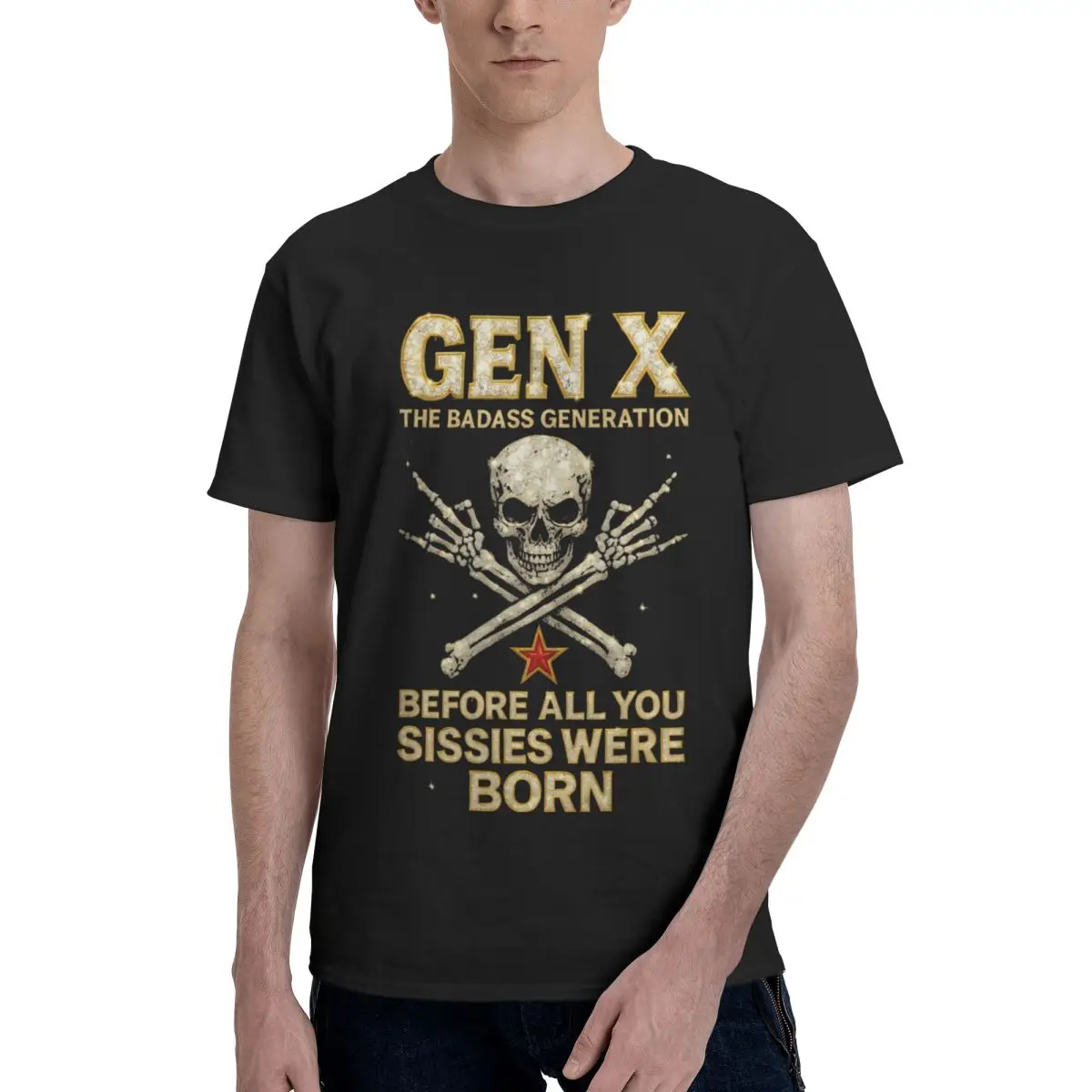 Men Gen X The Badass Generation Trending T Shirt Vintage O-neck Cotton Shirt Men