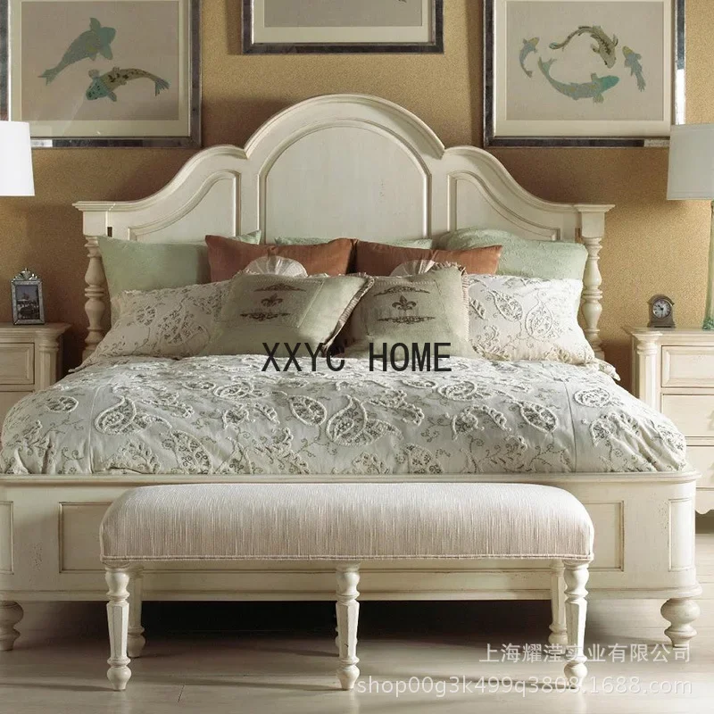 Muebles de cama doble de madera maciza americana