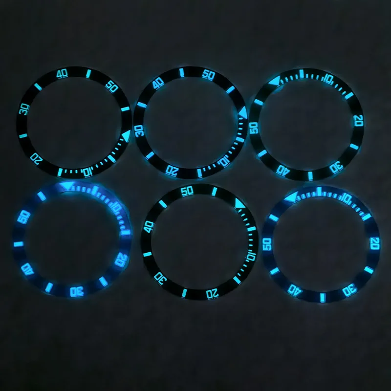 New Model 38mm Flat Acrylic Luminous Watch Bezel 38mm*31.5mm Bezel Insert Fit SKX007 SKX009 Men's watch Case Watch Ring Parts