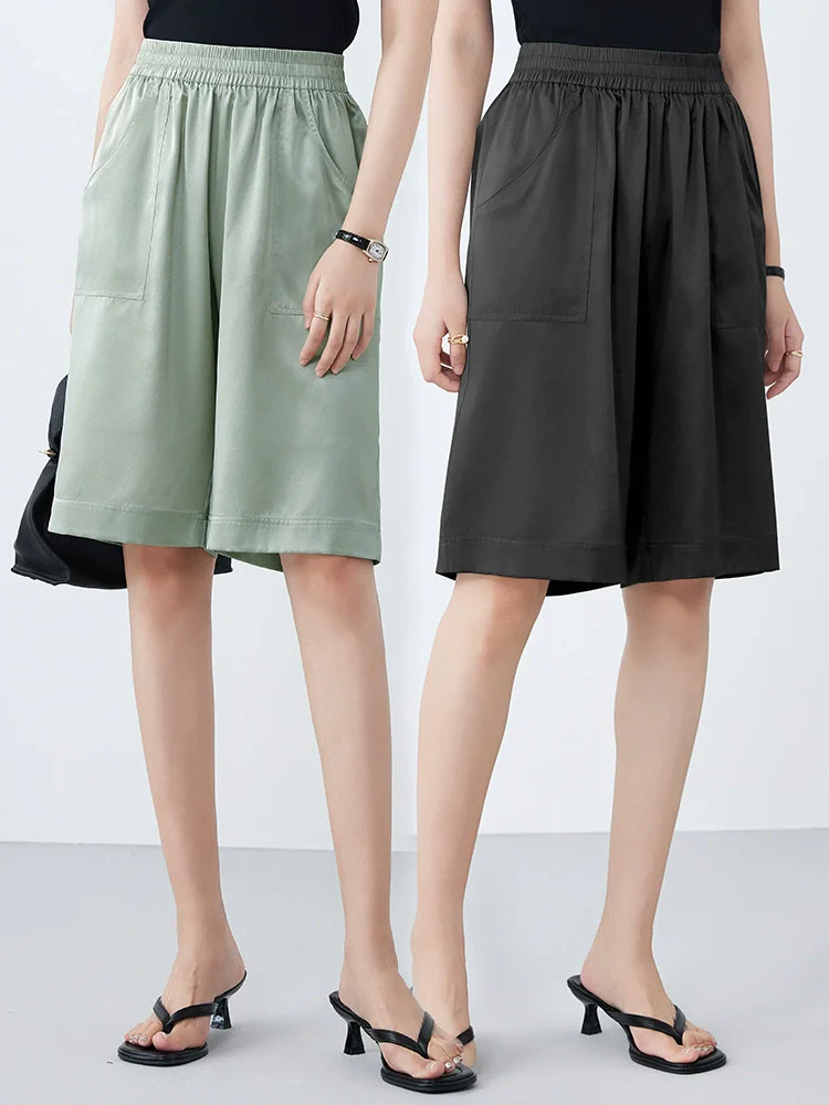 Birdsky, 1 pezzo Pantaloncini larghi da donna 95% vera seta di gelso 5% spandex 2 colori. S-1043