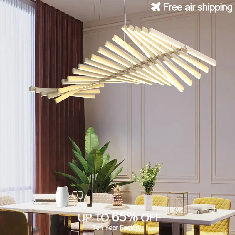 

Modern Luxury LED Chandelier with Black White Acrylic Shelf for Dining Room and Living Room Indoor Ceiling Lighting Decorative