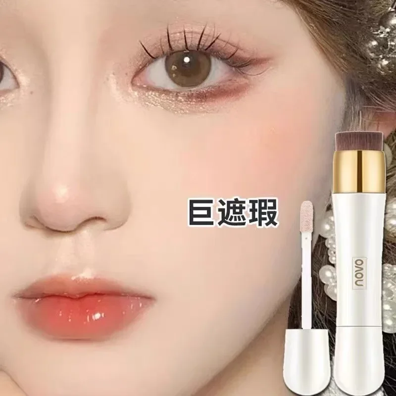 NOVO ดับเบิ้ลเฮดคอนซีลเลอร์ปากกาคอนซีลเลอร์ถาดปากกาฝาครอบความหมองคล้ำจุดสิวคอนซีลเลอร์สำหรับผู้หญิงแท้ความชื้น