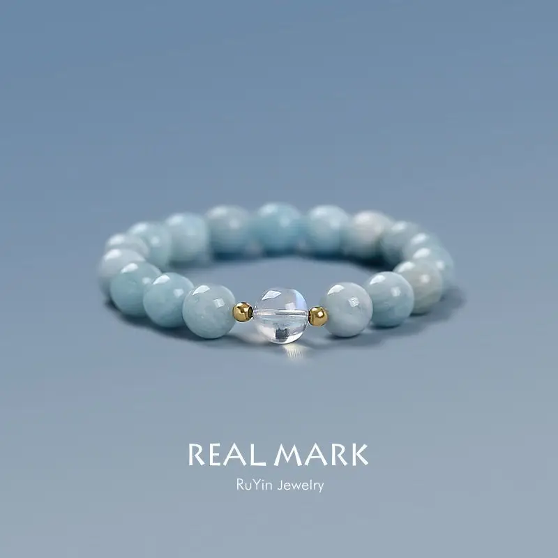 UMQ New Ice-like Aquamarine Bracelet Moonstone Lucky Beads Crystal Bracelet Niche Accessories