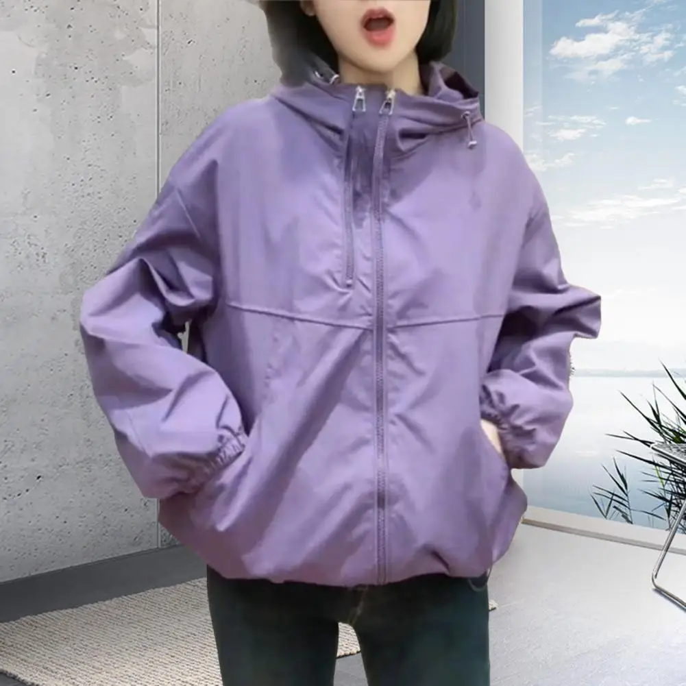 Sluneční ochranná bunda pro ženy, ultra lehká tenká kapuce, rychleschnoucí větrovka s UV ochranou, sluneční ochranná bunda pro ženy - náhled 2