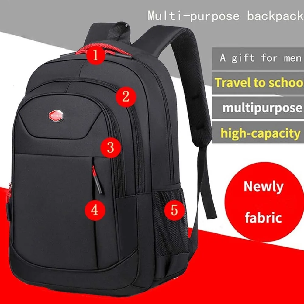 Nylon Students Daypack Anti-splash Water Scratch Prevention Large Capacity School Bag Contrast Color Fixed Webbing