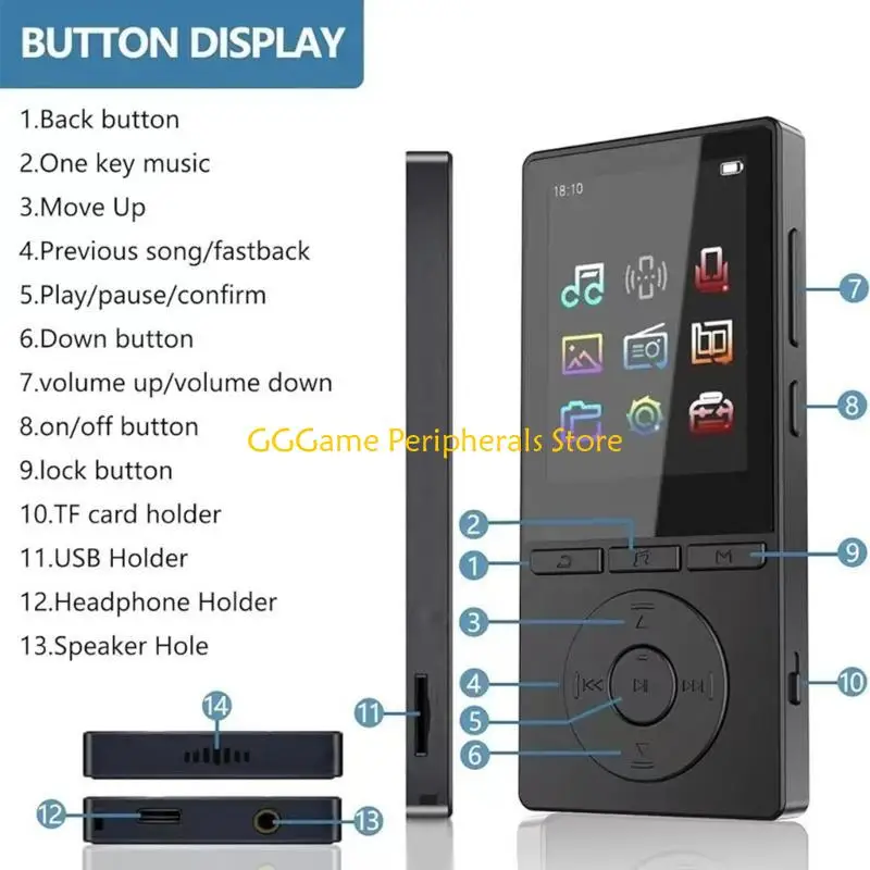 

U55B HiFi MP3 Player 64GB Storage Constructed in 720P Lecturer Usb CREATE Connection 48 Time Durability
