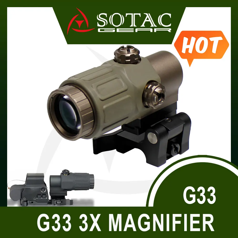 

Weapon G33 Magnifier Flip Sight Fit 20mm Rail Tactical 3X Scope Magnifiers Hunting Accessories SOTAC GEAR