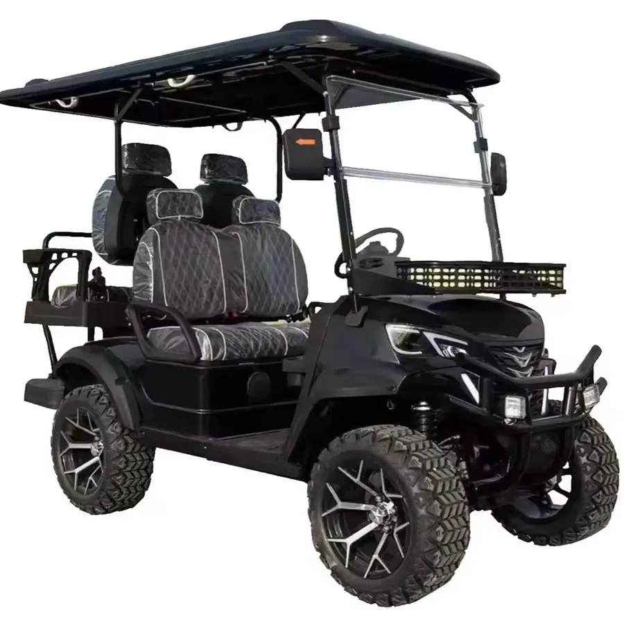 

2024 New 48V Electric Golf Kart 4 Wheel 4 Seater Rugged Terrain off Road Black Golf Carts