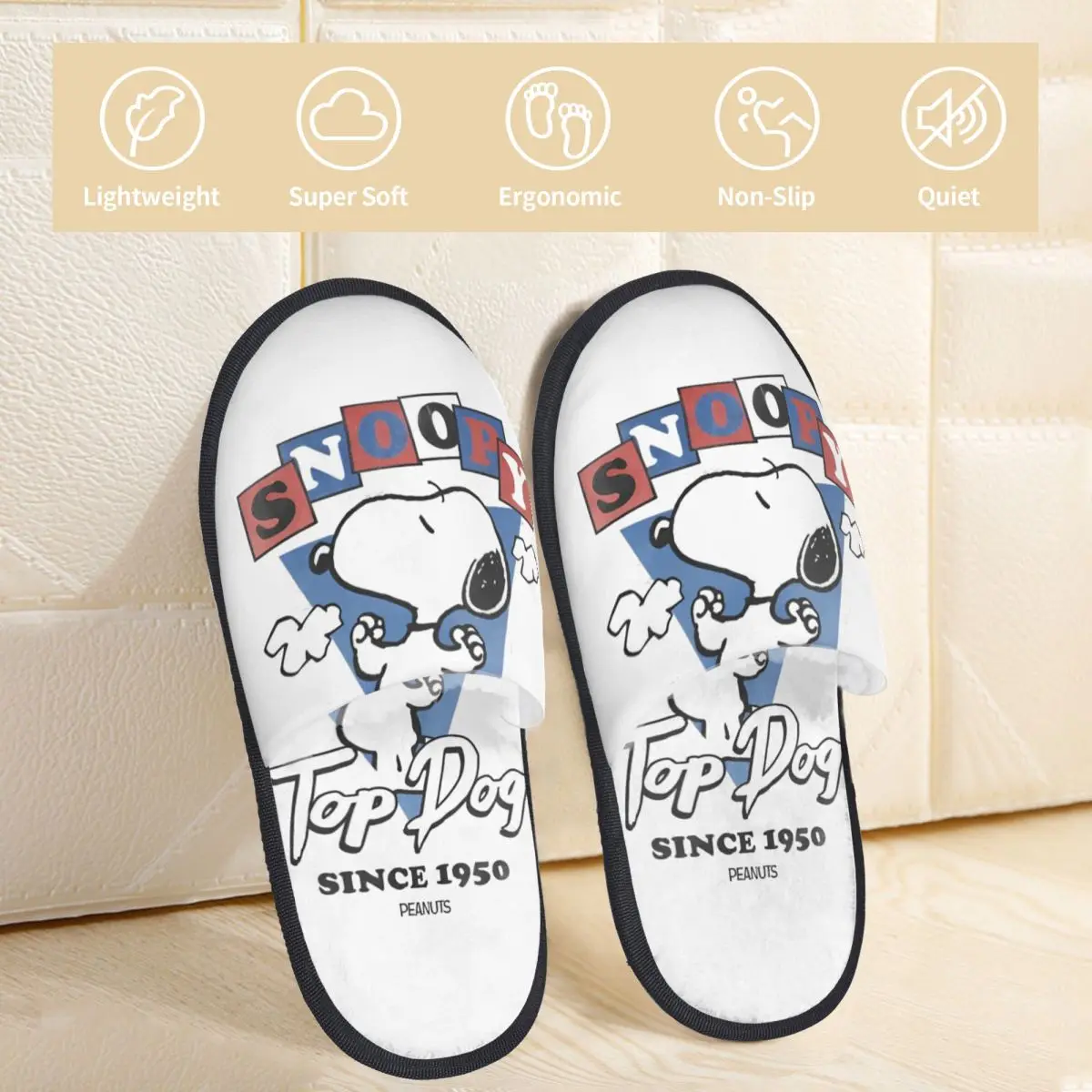 Snoopy Top Dog 1950 Peanuts Bedroom Slippers with Memory Foam Slipper Gift for Women Men House Shoes with Anti-Skid Sole