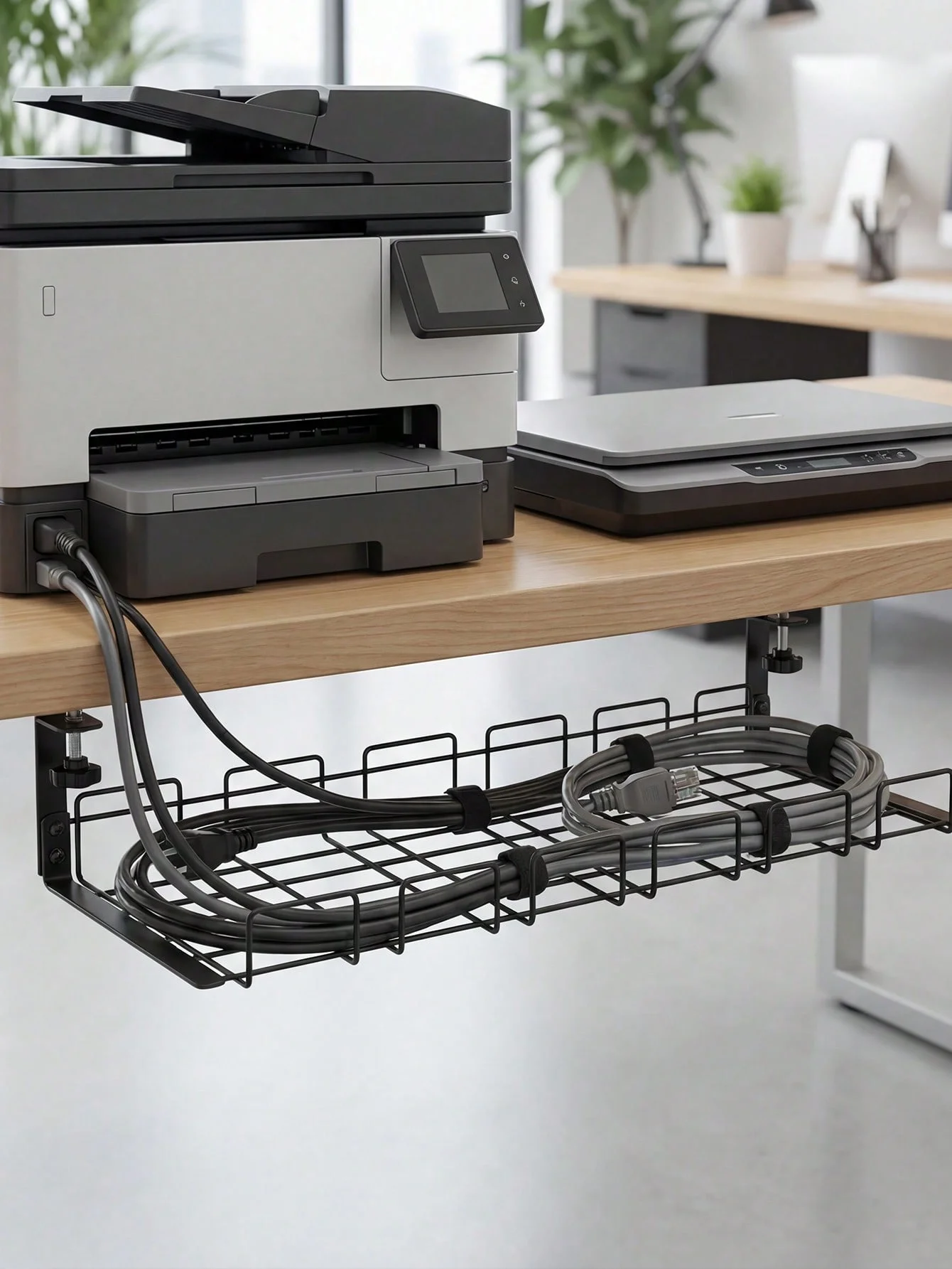 

Кабельный органайзер, металлический лоток для кабелей 15,7 дюйма с зажимами, настольная подставка для кабелей без сверления для организации проводов