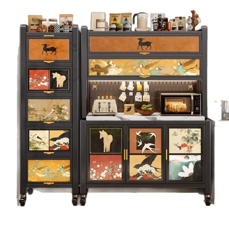 Medieval style kitchen dining side cabinet integrated storage against the wall living room multi-functional storage cabinet