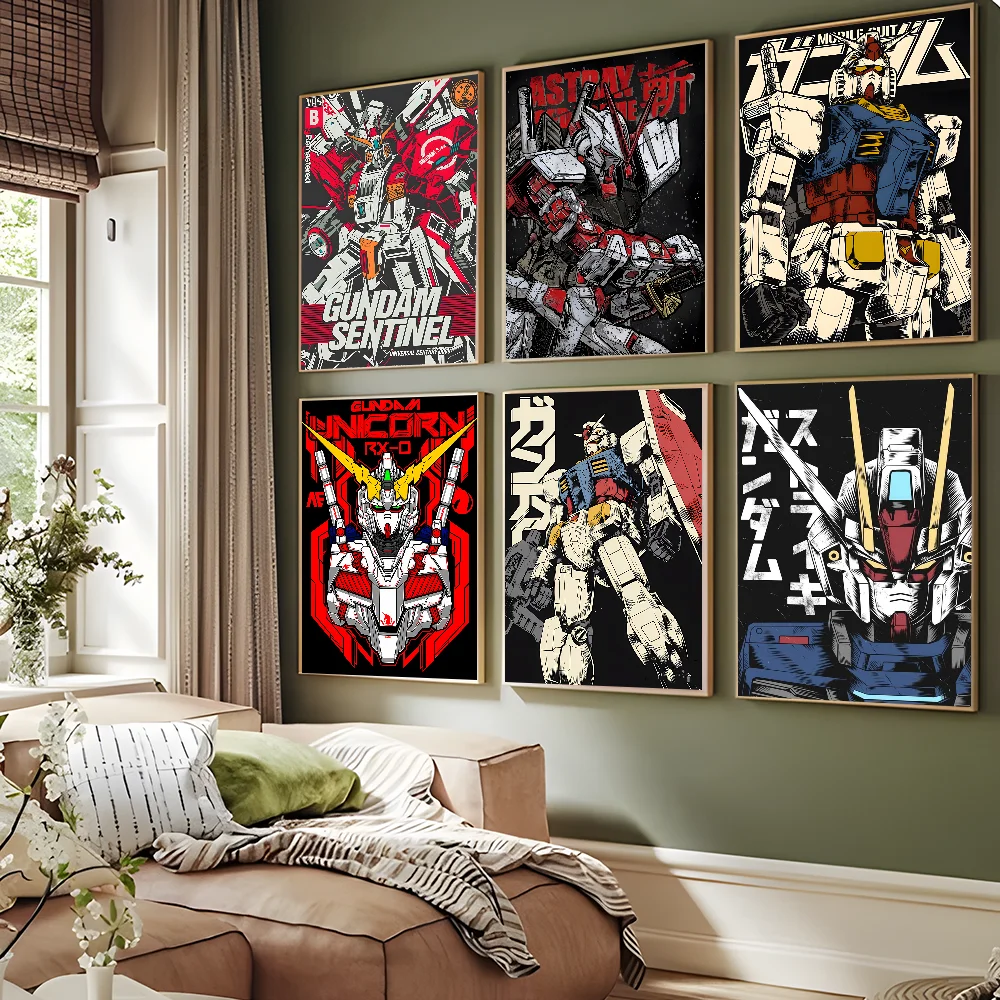 M-Mobile S-Suit G-Gundam Self-adhesive Art Poster Fancy Wall Sticker For Living Room Bar Decoration Vintage Decorative Painting