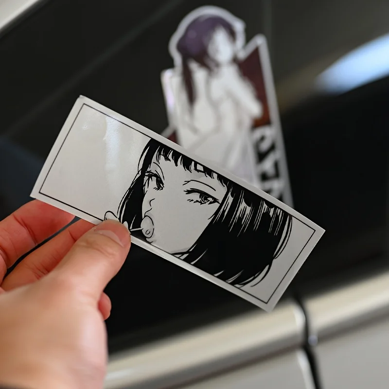 1PC Stylish Monochrome Anime Girl Stickers - Cool Decal for Laptops/Skateboards/Car Windows, Ideal for Anime & Art Lovers