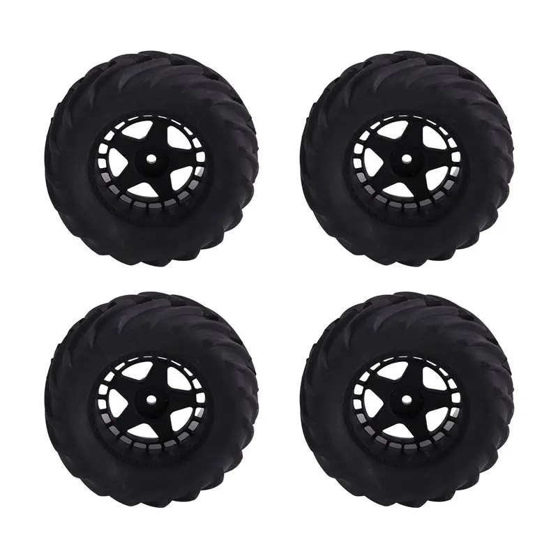 

MACH-4Pcs 90Mm Tire Tyre Wheel Universal For TRAXXAS 1/16 E-Revo, For HSP 94186 RC Car Upgrade Accessories