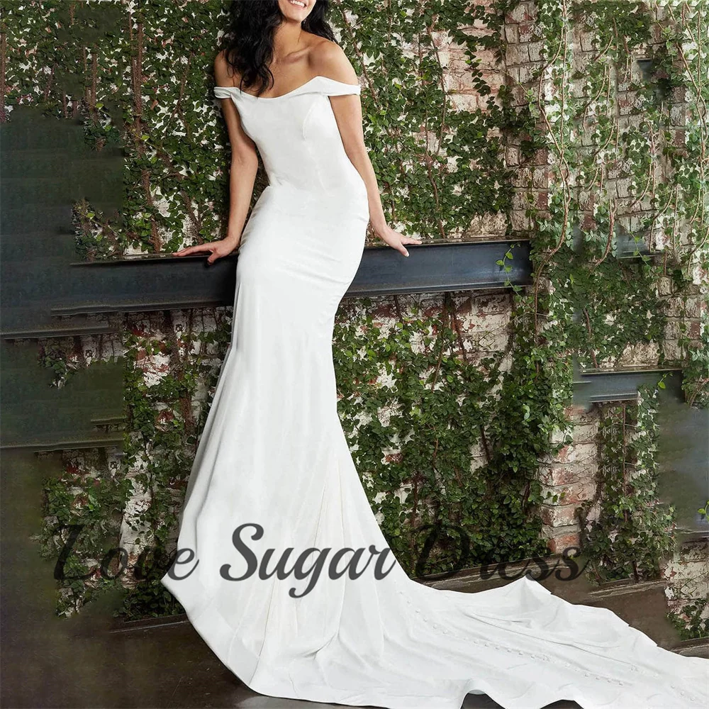 Vestido de novia de satén elegante, vestidos de novia sexis con hombros descubiertos, vestidos de novia de sirena para boda, vestidos de novia personalizados