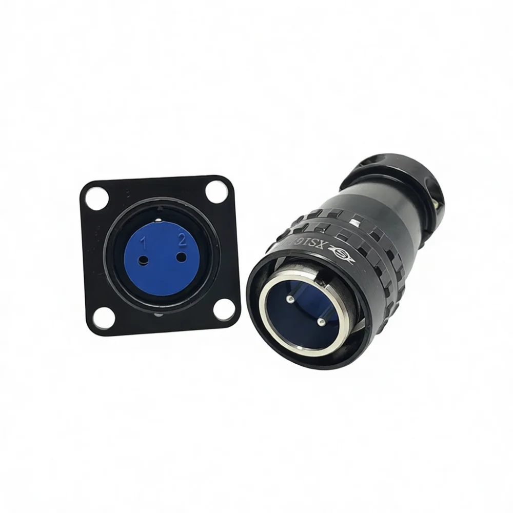 Durable XS16 Aviation Plug Socket 2Pin Black Industrial Connector Terminal Adapter For Thermocouple Automation Wiring Systems