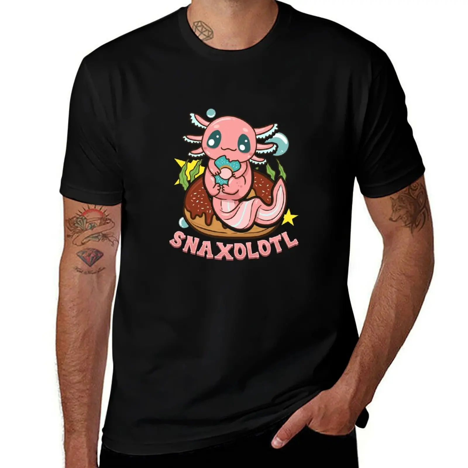 

Cute & Funny Snaxolotl Adorable Snacking Axolotl T-Shirt t shirt man designer t shirts cotton 100% T-shirt
