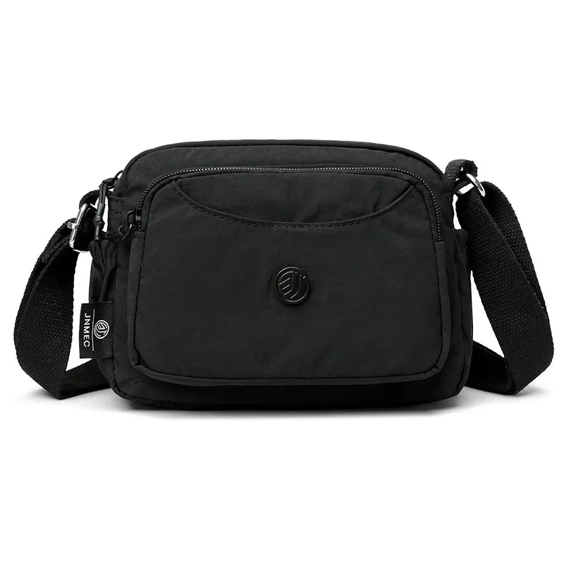 Leichte Nylon-Umhängetasche mit verstellbarem breitem Riemen, mehrschichtige Handtasche, Schultertasche, Messenger-Tasche für Damen im Alltag – Detail 12