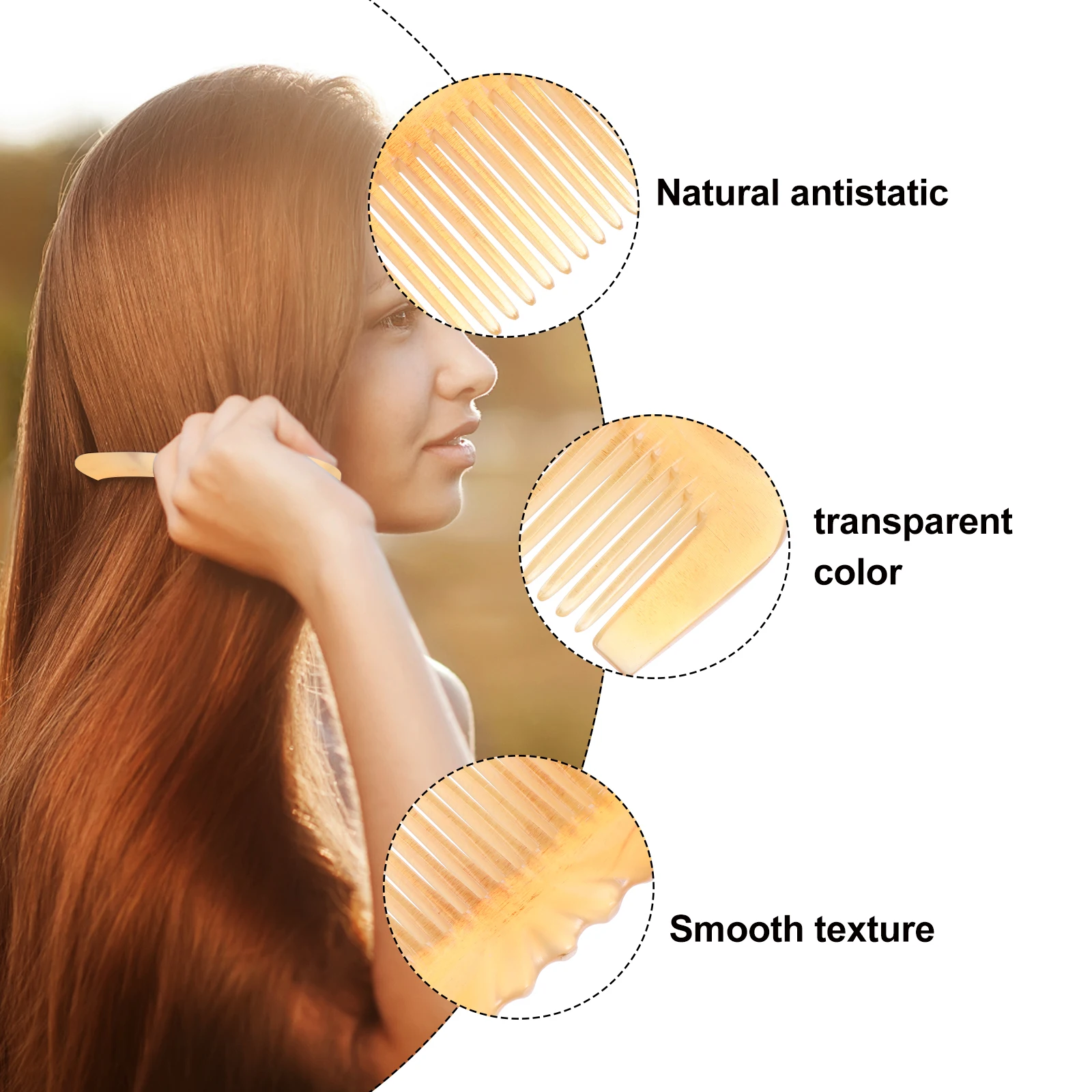 

Natural Sheep Horn Comb Antistatic Vintage Hair Comb for Men Women Hair Care Massage Scalp Relaxation Blood Circulation