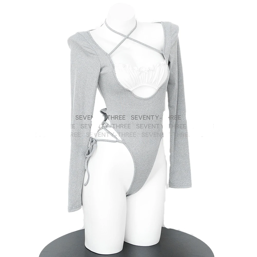 AniLV Anime Girl University Student Gray Bodysuit Uniform Clothes Outfit Cosplay Costume