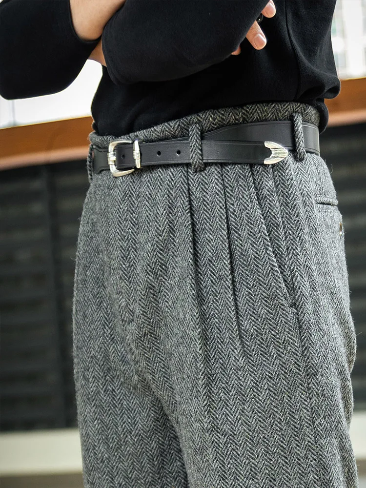 POT&CRAFTSMAN American Vintage Hollywood Waist Wool Tweed Casual Pants Hollywood Classic Loose Straight Leg Pants