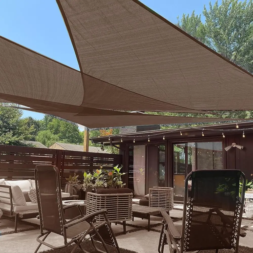 Custom 12x24x26.8ft Brown Sun Shade Sail for Patio, Backyard, or Carport