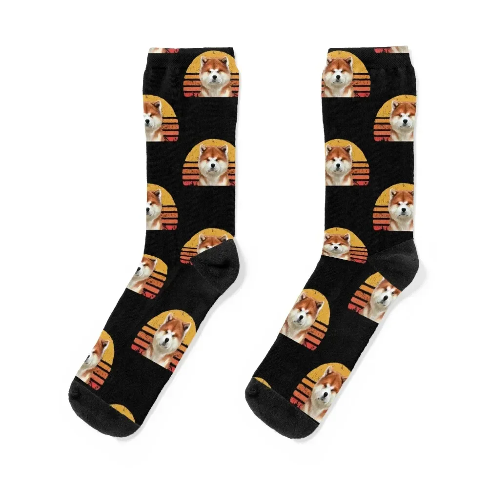 Akita Inu Vintage, Retro Akita Sunset, Mom, Dad, Owner, Gift, Birthday Gifts Socks gym japanese fashion Socks Girl Men's