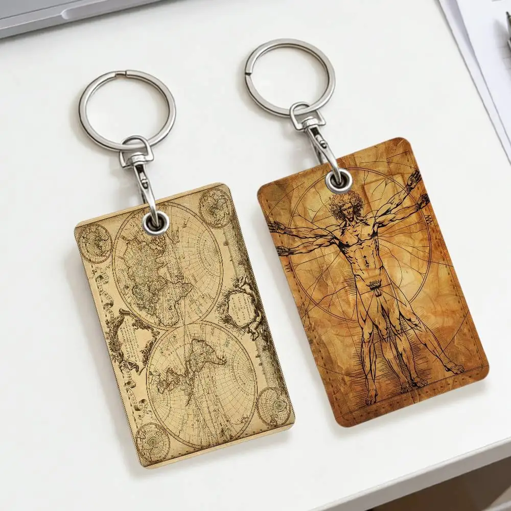 Da Vinci Metal Sign Anatomy Tin   Community Access Card Holder Elevator Card Sensor Drop Card Protector Keychain