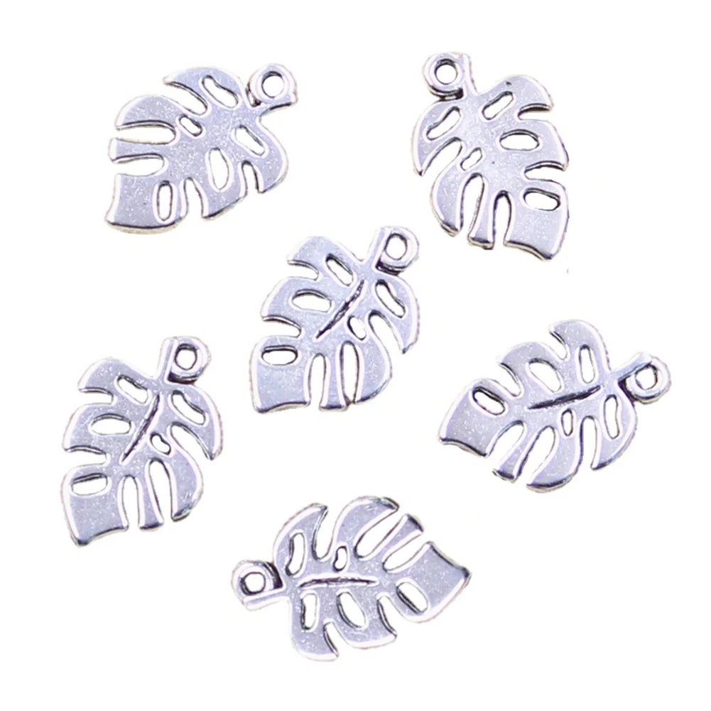 20pcs Charms Hollow Feather 19x12mm Antique Silver Color Pendants Making DIY Handmade Tibetan Finding Jewelry
