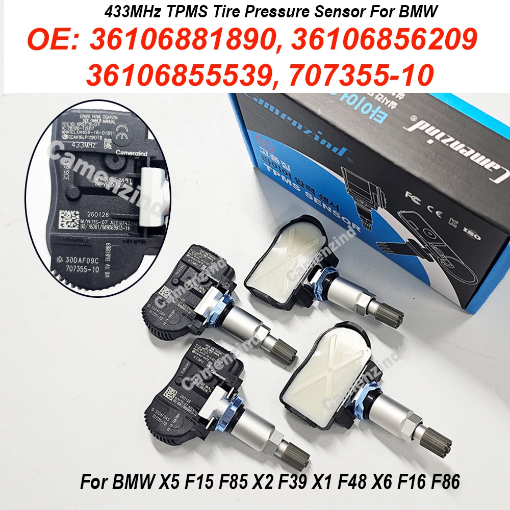 

4PCS 36106881890 6855539 6856209 433MHz TPMS Sensor 707355-10 36106856209 36106855539 For BMW 228i 230i 320i 328d 328i 330e 330i