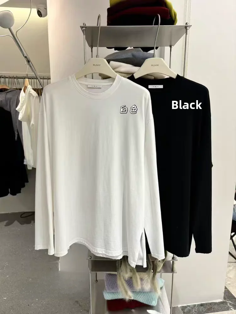 

Loose Fit Side Slit T-irt Women's Yoga Pants ible New Winter Cotton Polyester round Ne Long Sve Moisture ng